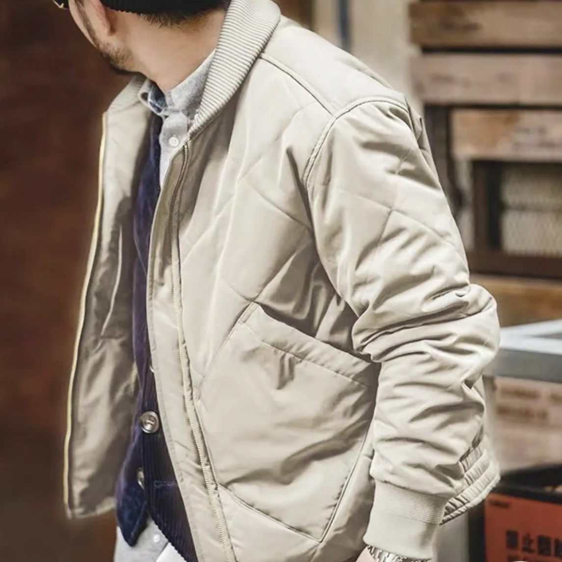 馬登工裝美式立領軍綠加厚棉衣秋冬季新款加絨外套夾棉襖男潮