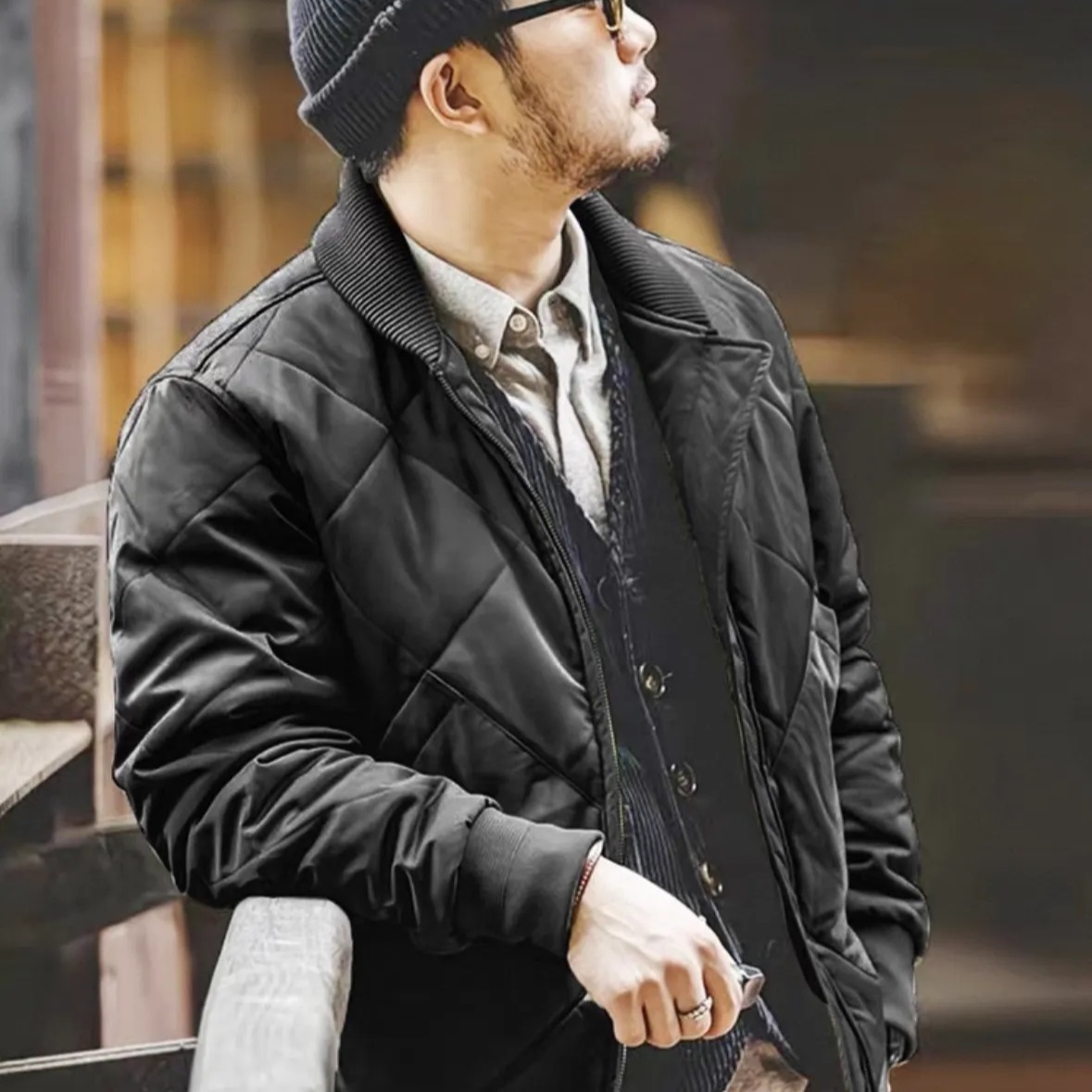 馬登工裝美式立領軍綠加厚棉衣秋冬季新款加絨外套夾棉襖男潮