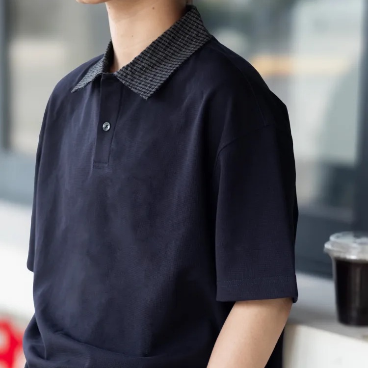 假兩件翻領POLO衫短袖夏季新款痞帥T恤落肩寬鬆上衣