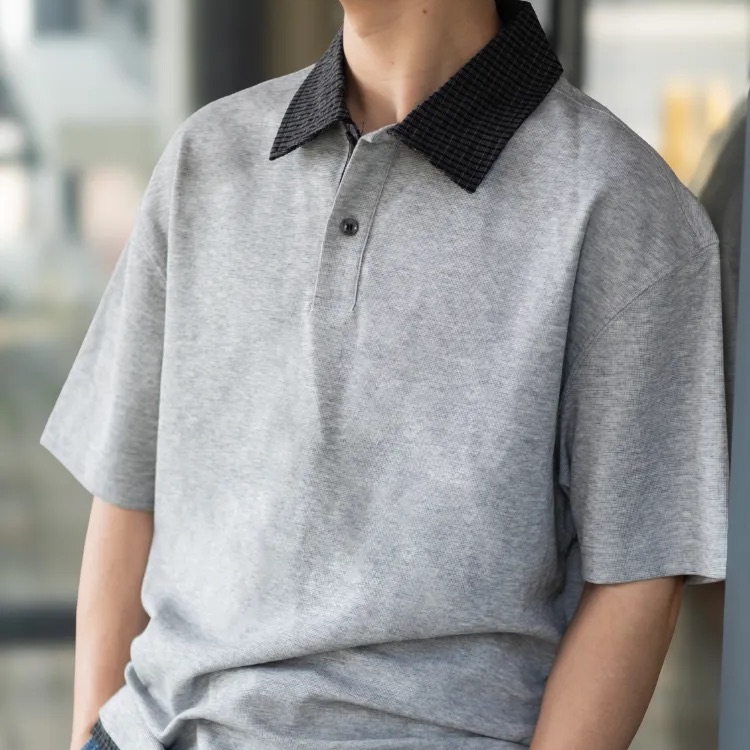 假兩件翻領POLO衫短袖夏季新款痞帥T恤落肩寬鬆上衣