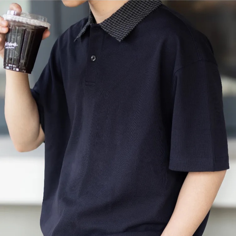 假兩件翻領POLO衫短袖夏季新款痞帥T恤落肩寬鬆上衣