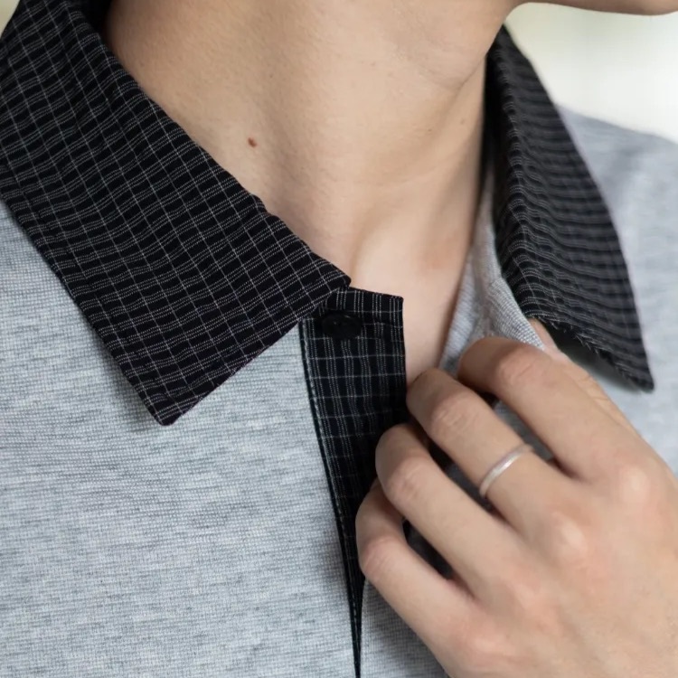 假兩件翻領POLO衫短袖夏季新款痞帥T恤落肩寬鬆上衣