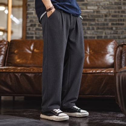 復古細格紋休閒長褲男士寬鬆直筒版型 · S07