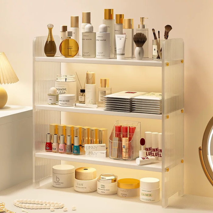LYSA Elegant Fluted Table rack storage / make up skincare organiser