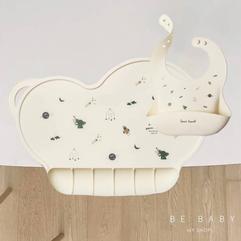 Waterproof Print Baby Bib / Toddler / Ruffle / Silicone with Catch Poc