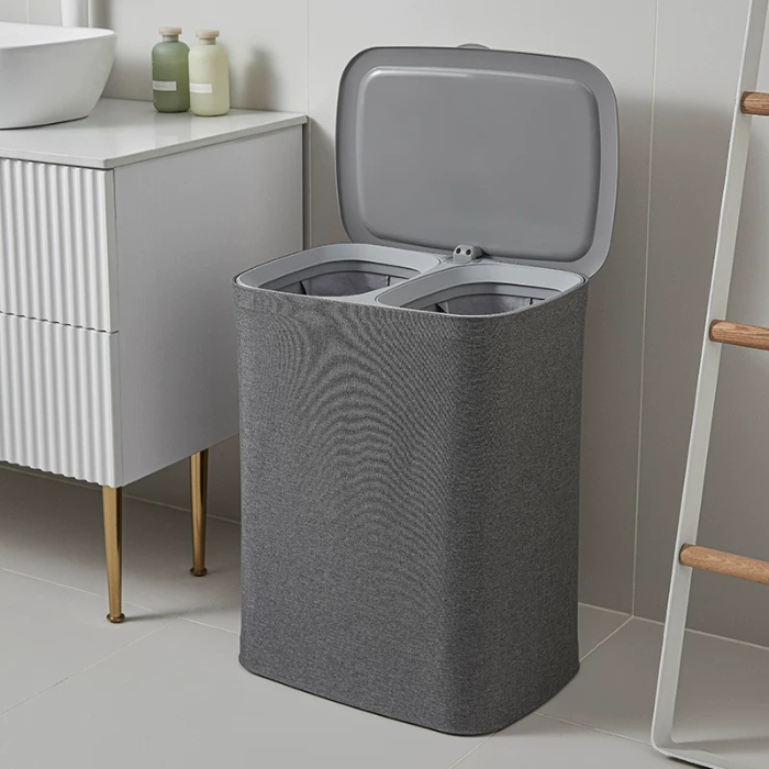 ELLA Minimalist grey Laundry Basket with detachable bags, home clothes organiser