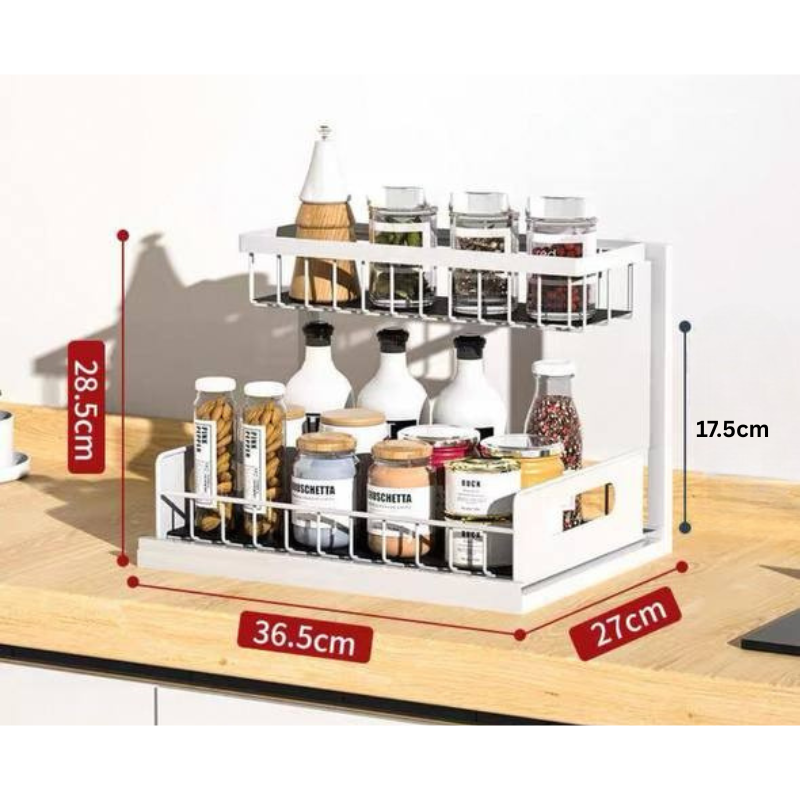 L design sliding under sink rack