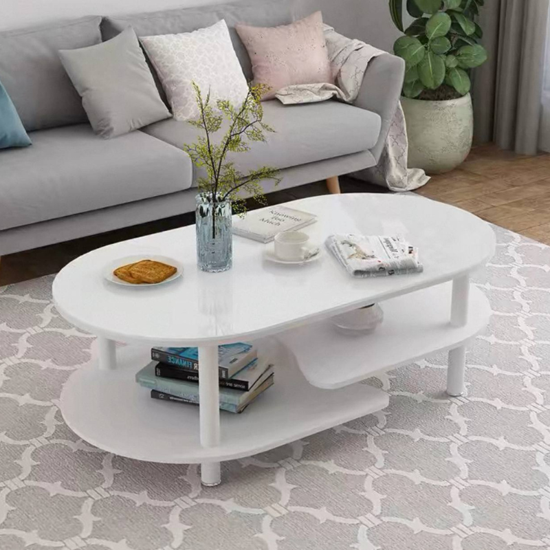 Modern Coffee Table 120x60cm – Curved Center Table for Living Room