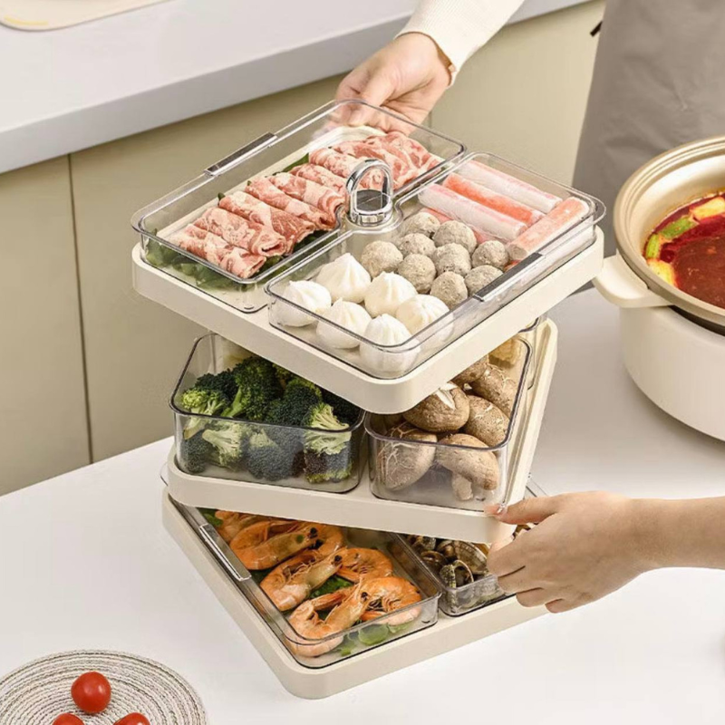 CNY Steamboat / Hot Pot Food Organizer Preparation Plate Kitchen Shelf Multi-layer Side Dish Plate