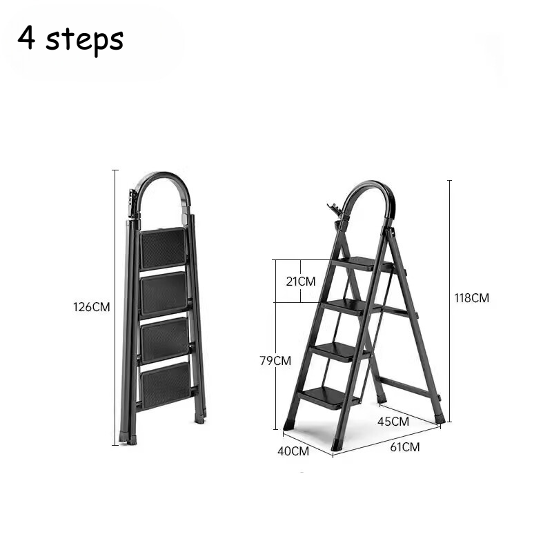 Household Jet Black Step Ladder | 2,3,4 & 5 steps