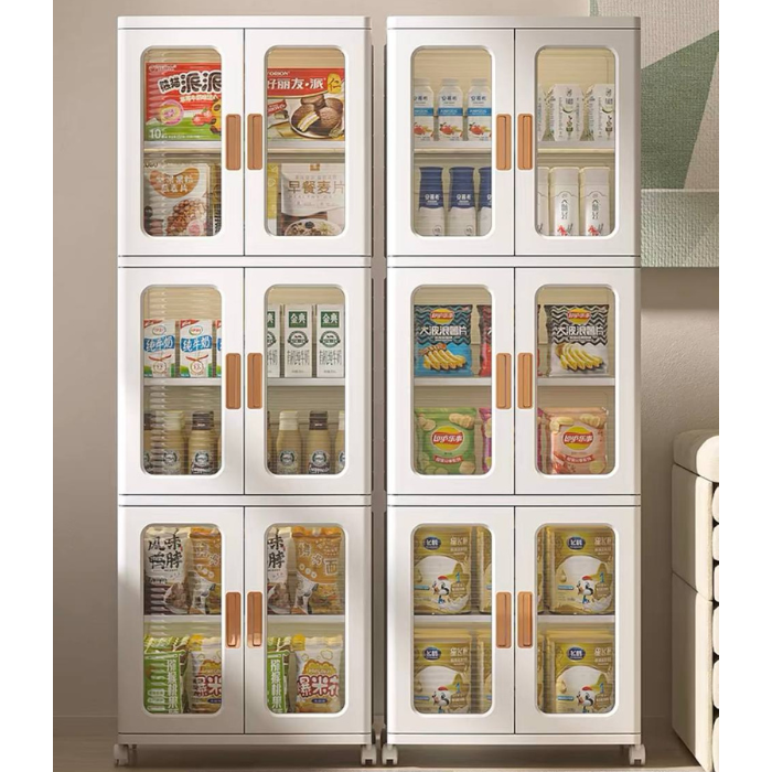 Slim storage cabinet with wheels / plastic container box / home organiser