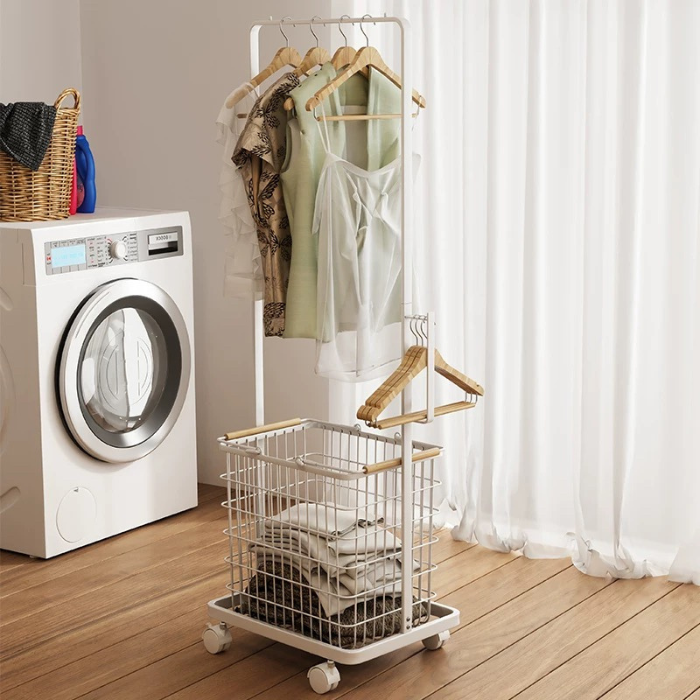 Kai Multi-purpose Minimalist Laundry hanger basket with hanging rack / drying clothes rack