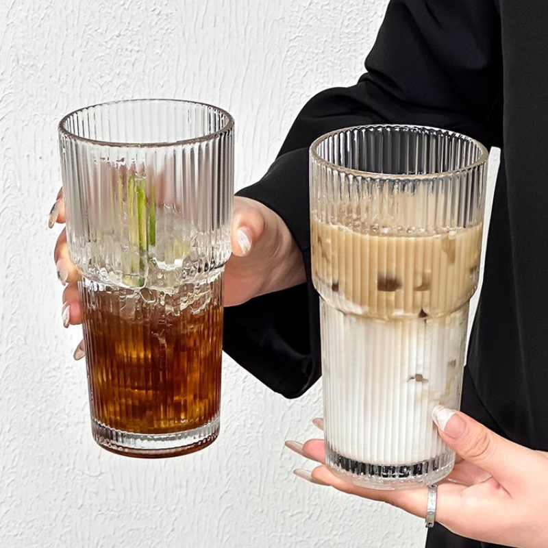 Glass Cup with Straw and lid, minimalist design
