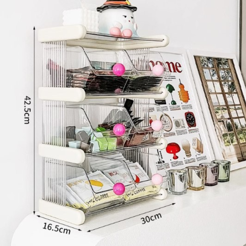 Multi-Compartment Storage Rack – Organizer for Tea Bags, Coffee Pods, Pantry Essentials & More | Ideal for Kitchen, Coffee Station, or Pantry Use