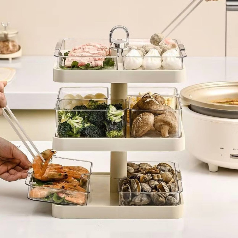 CNY Steamboat / Hot Pot Food Organizer Preparation Plate Kitchen Shelf Multi-layer Side Dish Plate