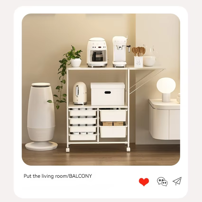 KJUN Mobile Storage Trolley with Drawer Multi Layer Kitchen Shelf Laundry Service Yard Storage Rack Cart
