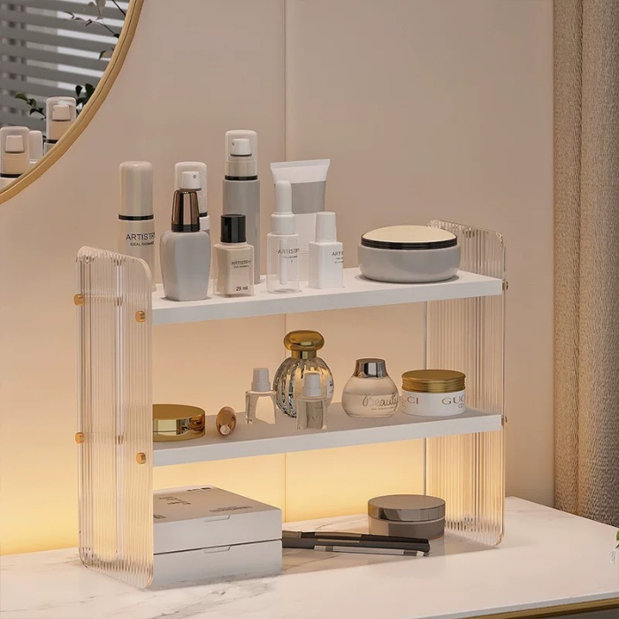 LYSA Elegant Fluted Table rack storage / make up skincare organiser