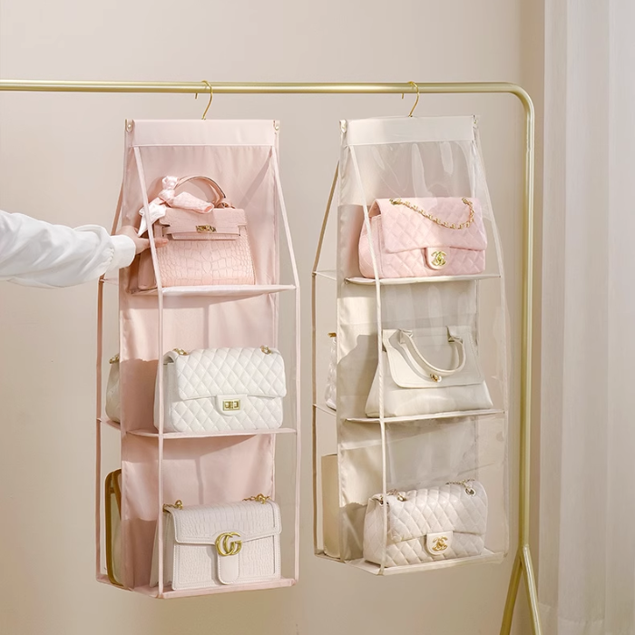 Quinny Premium Chic Pink hanging bag organizer for wardrobe