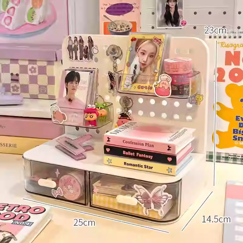 Stationery Organizer Desk Organiser with Transparent Drawer for study room