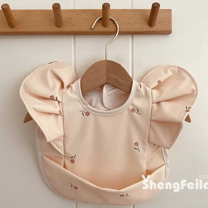 Waterproof Print Baby Bib / Toddler / Ruffle / Silicone with Catch Pocket / Patterned