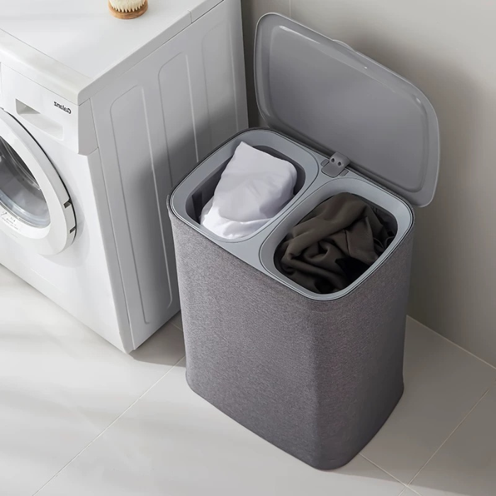 ELLA Minimalist grey Laundry Basket with detachable bags, home clothes organiser