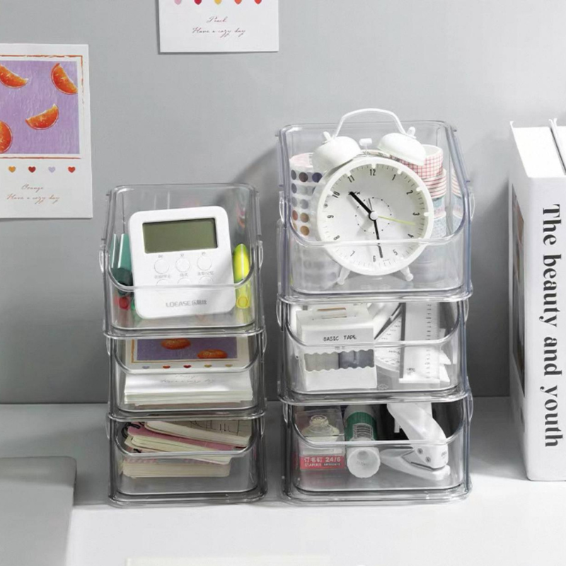 Acrylic Stackable Drawer Organizer – Clear Sliding Storage Holder for Desk, Vanity, or Bathroom – Space-Saving Tabletop Organizer with Pull-Out Drawers – Durable & Transparent Design