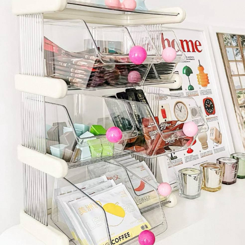Multi-Compartment Storage Rack – Organizer for Tea Bags, Coffee Pods, Pantry Essentials & More | Ideal for Kitchen, Coffee Station, or Pantry Use