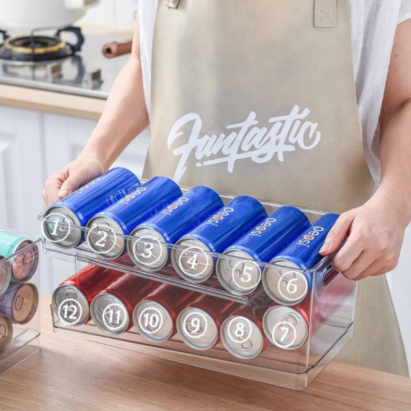 Can Drink Organizer for Fridge – Rolling & Spring-Loaded Models | Space-Saving Beverage Storage Rack Refrigerator drinks organiser
