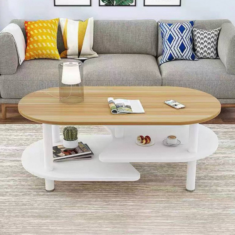 Modern Coffee Table 120x60cm – Curved Center Table for Living Room