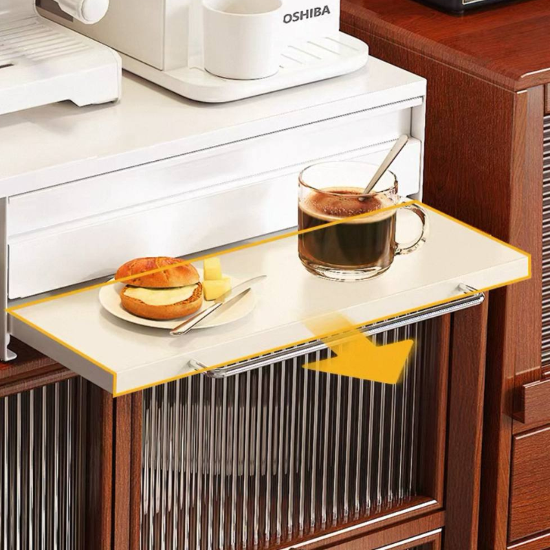 Coffee Machine Kitchen Pantry Organizer Rack – Espresso Station with Drawer, Capsule Rack, Extendable Shelf – Space-Saving, Stylish Coffee Bar Organizer for Home or Office