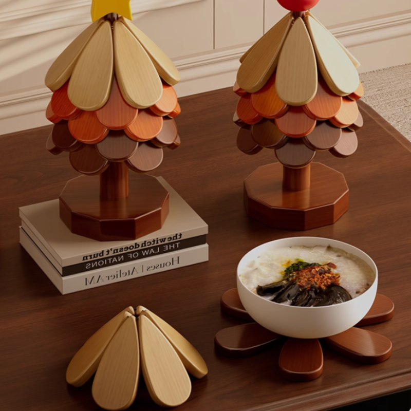 Christmas Tree Heat-Insulating Coaster Set – 3 to 5 Piece Stacking Holiday Decor