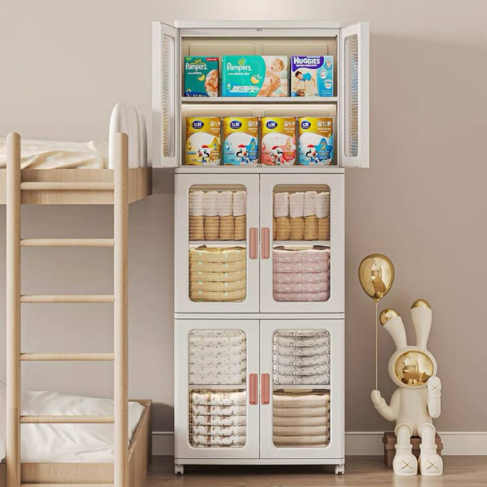 Slim storage cabinet with wheels / plastic container box / home organiser