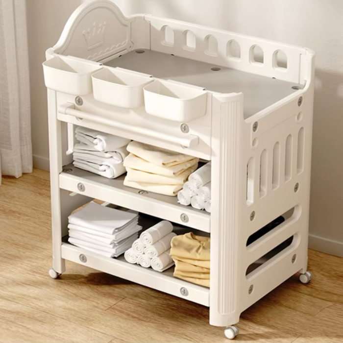 Kalaas Mobile Baby Changing Table with Drawers and shelf / nursery rack / new born essential bed / Changing Station  Adjustable Height