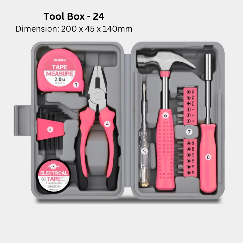 Hi-Spec Compact Small Mini Home Hand Tool Kit Set. Portable Tool Box for Household & Office Repairs