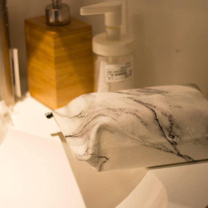 Fabric marble pattern tissue box holder cover