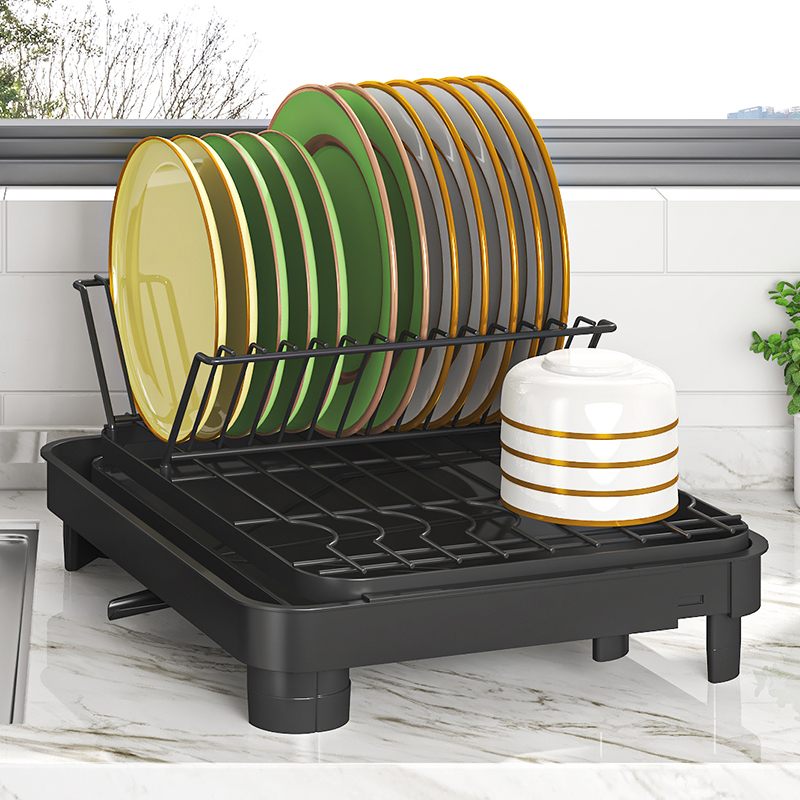 Modern Retractable Dish drying rack with cup cutlery and chopsticks drain holder