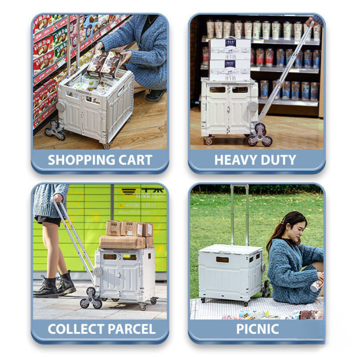 Smart Foldable Grocery Shopping Large Utility Cart / Supermarket Trolley / Home trolley cart