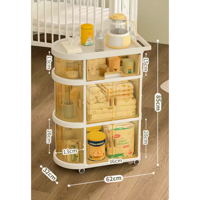 KOFI Nursery New Born storage trolley rack baby supplies Baby Care Trolley Infant Care Organizer drawer Nursery cart