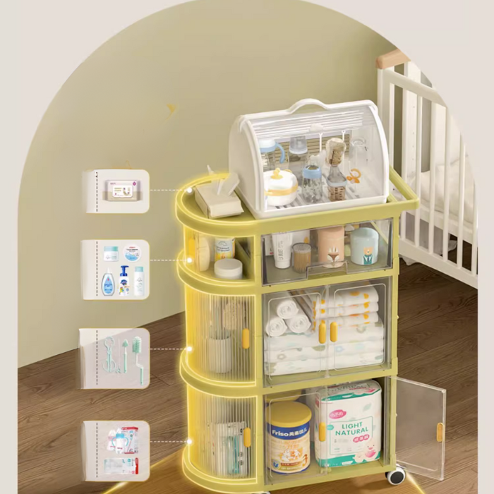 KOFI Nursery New Born storage trolley rack / baby supplies / Baby Care Trolley / Infant Care Organizer drawer / Nursery cart