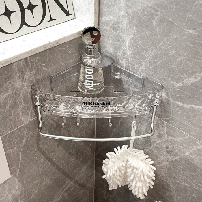 Modern Luxe Acrylic bathroom corner shampoo rack / L-Shaped Shelves
