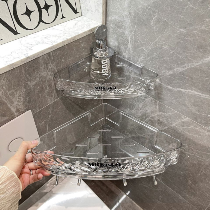 Modern Luxe Acrylic bathroom corner shampoo rack / L-Shaped Shelves