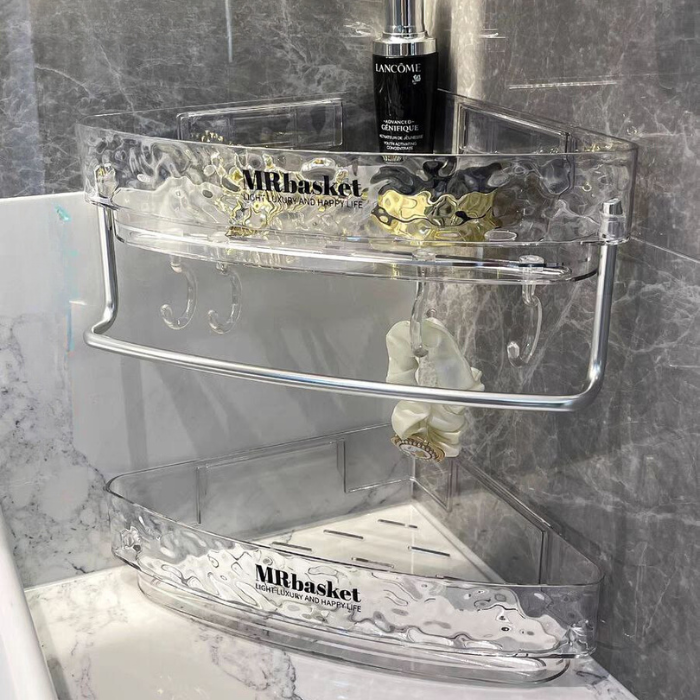 Modern Luxe Acrylic bathroom corner shampoo rack / L-Shaped Shelves