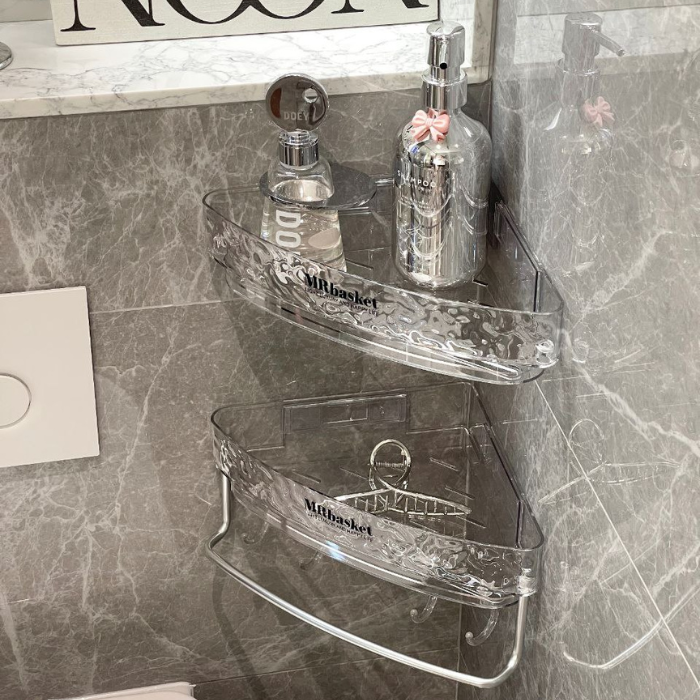 Modern Luxe Acrylic bathroom corner shampoo rack / L-Shaped Shelves