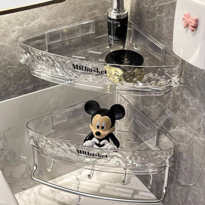 Modern Luxe Acrylic bathroom corner shampoo rack / L-Shaped Shelves