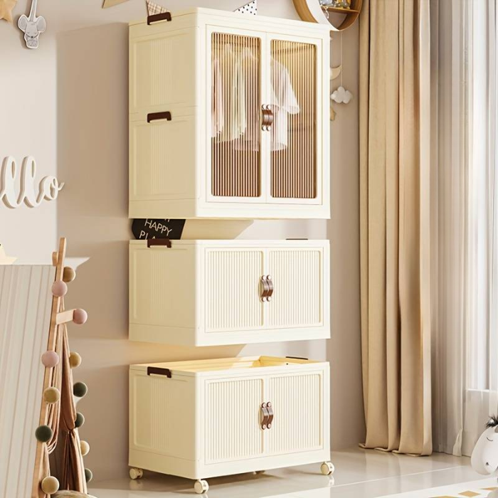 HIRUN Portable Collapsible Children Wardrobe Clothes Cabinet, Nursery Storage Box, Organizer, Toy Storage, Container, Book Storage , Baby Kids Clothes, Toddler Dresser