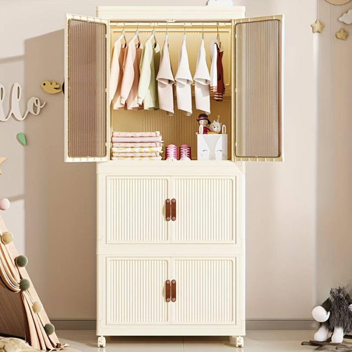 HIRUN Portable Collapsible Children Wardrobe Clothes Cabinet, Nursery Storage Box, Organizer, Toy Storage, Container, Book Storage , Baby Kids Clothes, Toddler Dresser