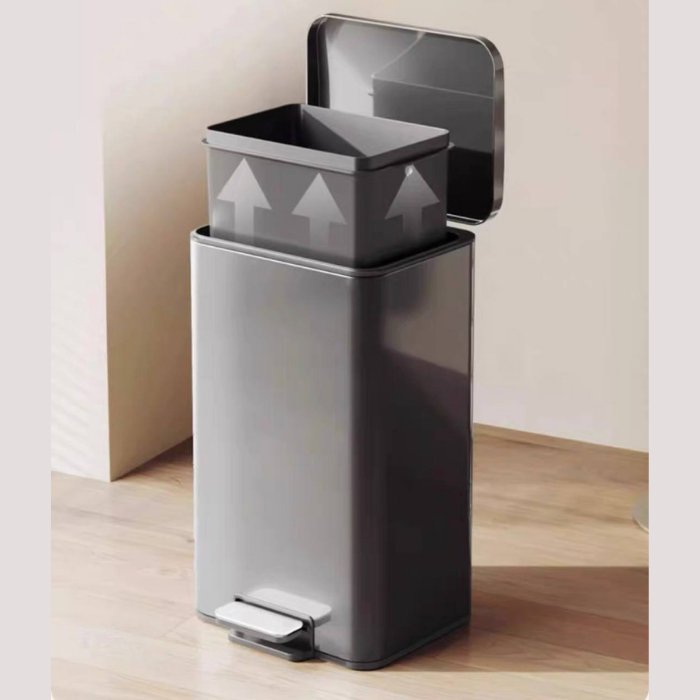 Stainless steel Black Pedal Dustbin Waste bin Recyclable bin