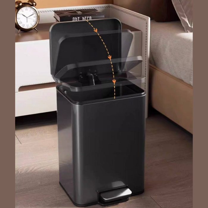 Stainless steel Black Pedal Dustbin Waste bin Recyclable bin
