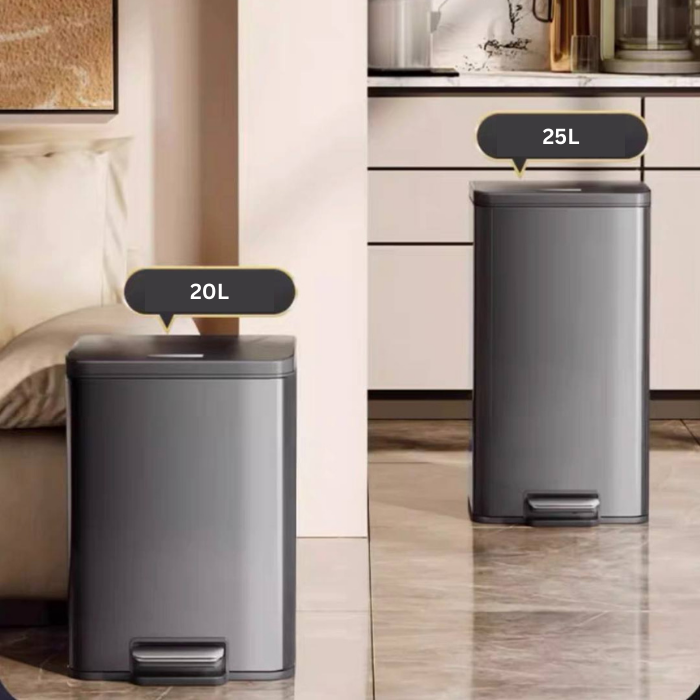 Stainless steel Black Pedal Dustbin Waste bin Recyclable bin
