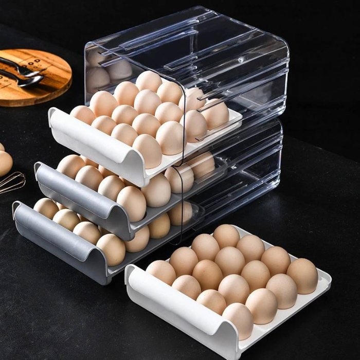 Refrigerator Egg storage drawer 32 Grid Double-Layer Fridge organizer box